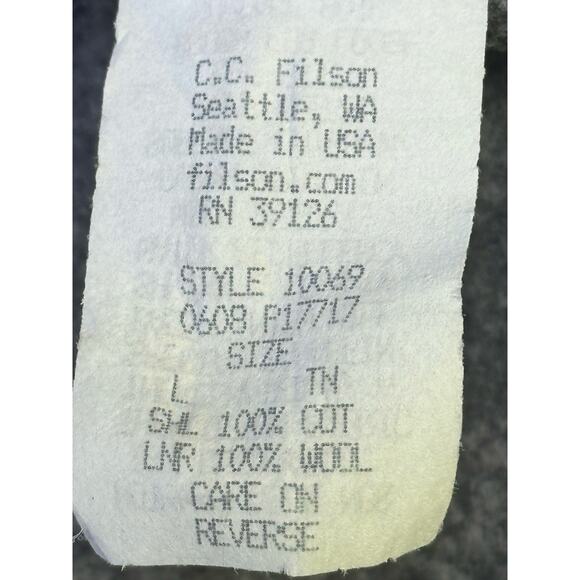 C. C. Filson Mens 'Dark Tan' Waxed Tin Cloth Wool Lined Bomber Jacket Size L-USA - Picture 10 of 15